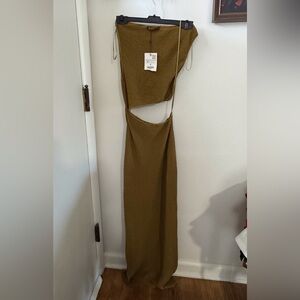 Sleeveless Cutout Maxi Dress in Olive Brown